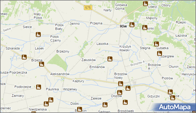 mapa Brzozowiec gmina Iłów, Brzozowiec gmina Iłów na mapie Targeo
