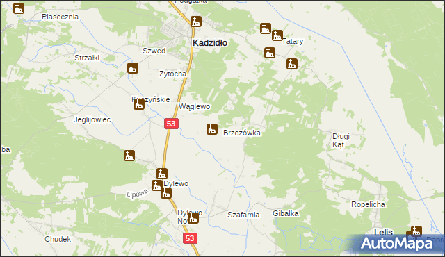 mapa Brzozówka gmina Kadzidło, Brzozówka gmina Kadzidło na mapie Targeo