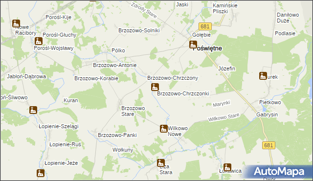 mapa Brzozowo-Chrzczonki, Brzozowo-Chrzczonki na mapie Targeo