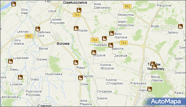 mapa Brzyście gmina Gawłuszowice, Brzyście gmina Gawłuszowice na mapie Targeo