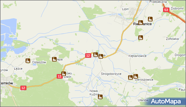 mapa Buczyna gmina Radwanice, Buczyna gmina Radwanice na mapie Targeo