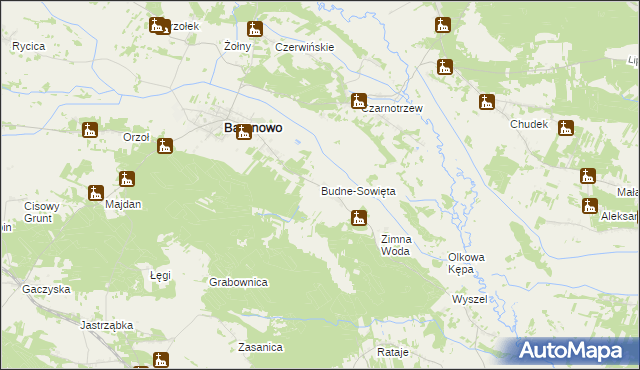 mapa Budne-Sowięta, Budne-Sowięta na mapie Targeo