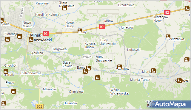 mapa Budy Barcząckie, Budy Barcząckie na mapie Targeo