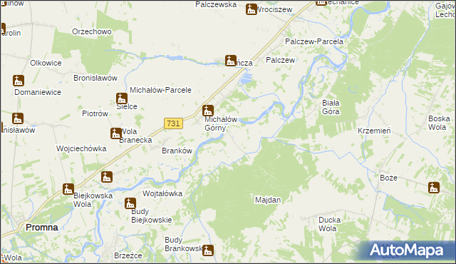 mapa Budy Michałowskie gmina Warka, Budy Michałowskie gmina Warka na mapie Targeo