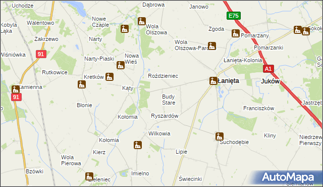 mapa Budy Stare gmina Łanięta, Budy Stare gmina Łanięta na mapie Targeo