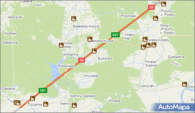 mapa Budykierz, Budykierz na mapie Targeo