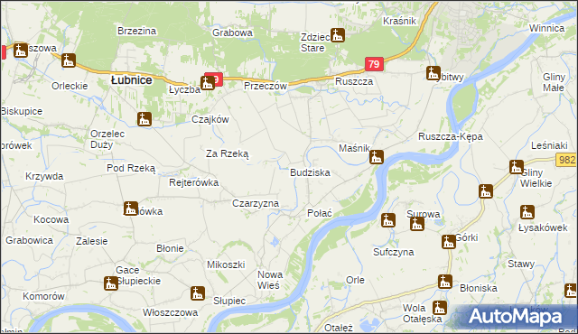 mapa Budziska gmina Łubnice, Budziska gmina Łubnice na mapie Targeo