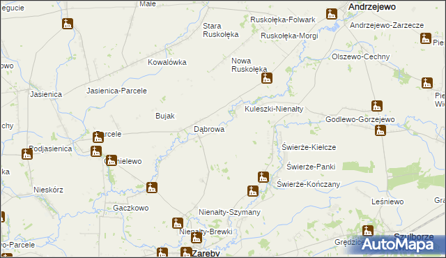 mapa Budziszewo gmina Zaręby Kościelne, Budziszewo gmina Zaręby Kościelne na mapie Targeo