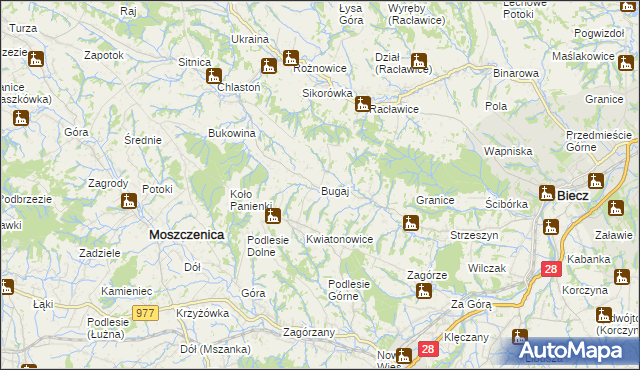 mapa Bugaj gmina Biecz, Bugaj gmina Biecz na mapie Targeo