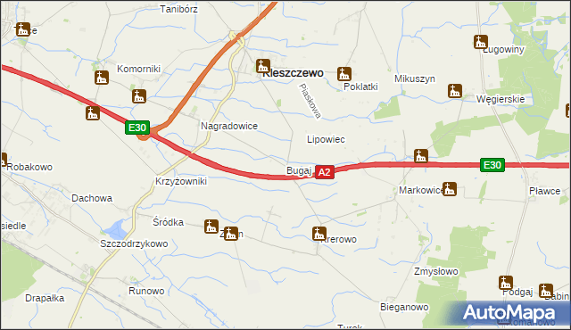 mapa Bugaj gmina Kleszczewo, Bugaj gmina Kleszczewo na mapie Targeo