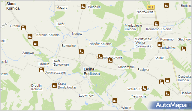 mapa Bukowice-Kolonia, Bukowice-Kolonia na mapie Targeo