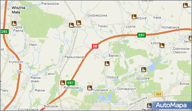 mapa Bukowina gmina Długołęka, Bukowina gmina Długołęka na mapie Targeo