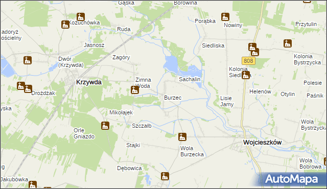 mapa Burzec, Burzec na mapie Targeo