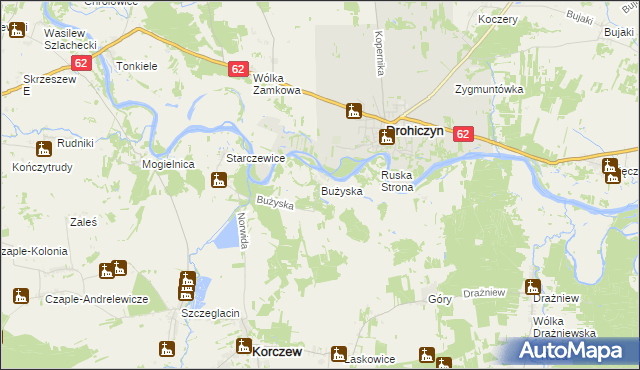 mapa Bużyska, Bużyska na mapie Targeo