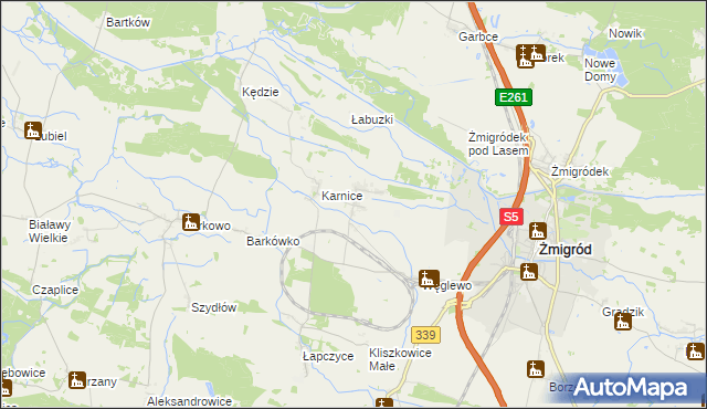 mapa Bychowo gmina Żmigród, Bychowo gmina Żmigród na mapie Targeo