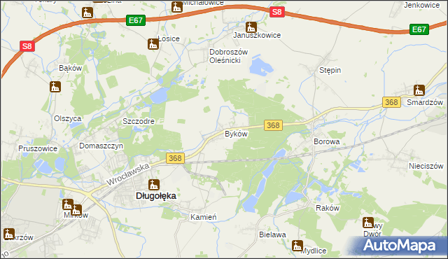 mapa Byków, Byków na mapie Targeo