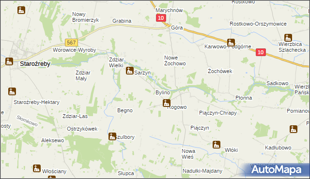 mapa Bylino, Bylino na mapie Targeo