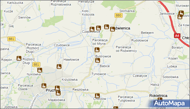 mapa Bystrowice, Bystrowice na mapie Targeo