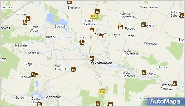 mapa Bystrzyca gmina Wojcieszków, Bystrzyca gmina Wojcieszków na mapie Targeo