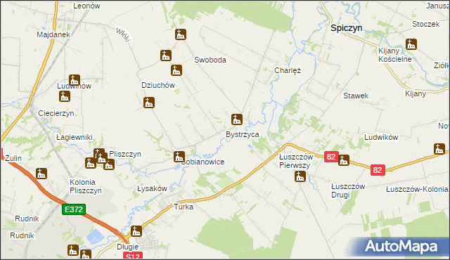 mapa Bystrzyca gmina Wólka, Bystrzyca gmina Wólka na mapie Targeo