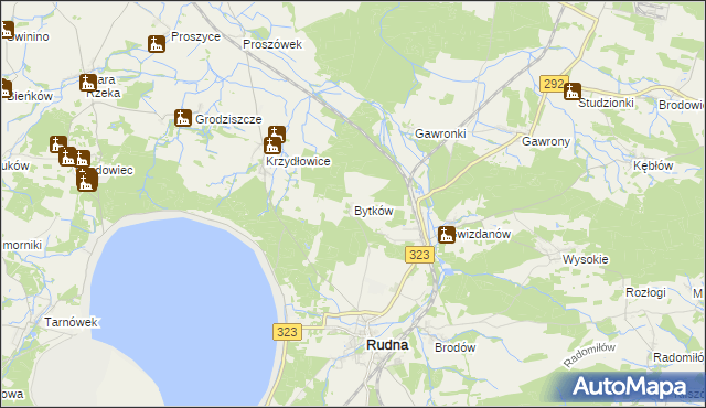mapa Bytków gmina Rudna, Bytków gmina Rudna na mapie Targeo