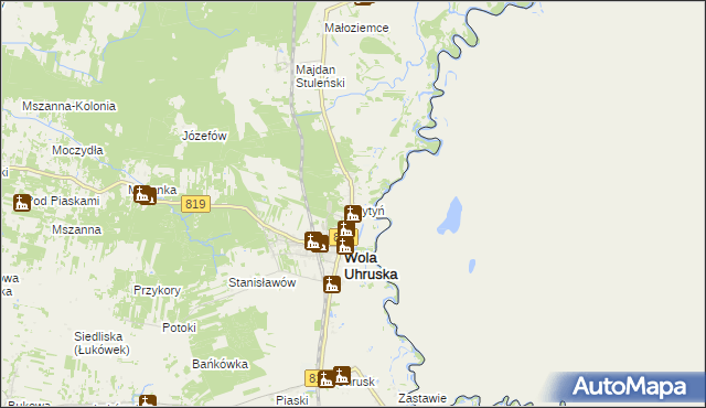 mapa Bytyń gmina Wola Uhruska, Bytyń gmina Wola Uhruska na mapie Targeo