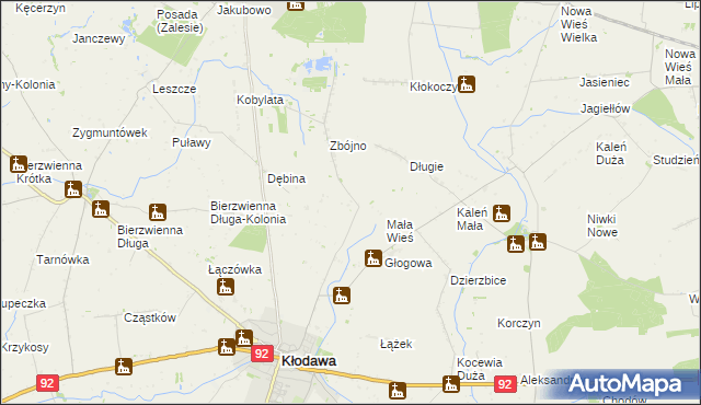 mapa Cegielnia gmina Kłodawa, Cegielnia gmina Kłodawa na mapie Targeo