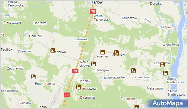 mapa Cegielnia gmina Tarłów, Cegielnia gmina Tarłów na mapie Targeo