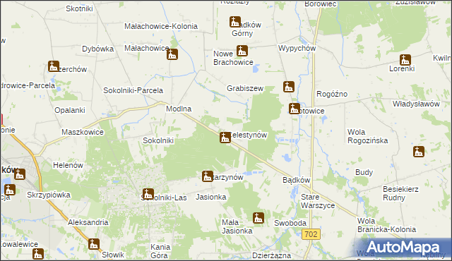 mapa Celestynów gmina Ozorków, Celestynów gmina Ozorków na mapie Targeo
