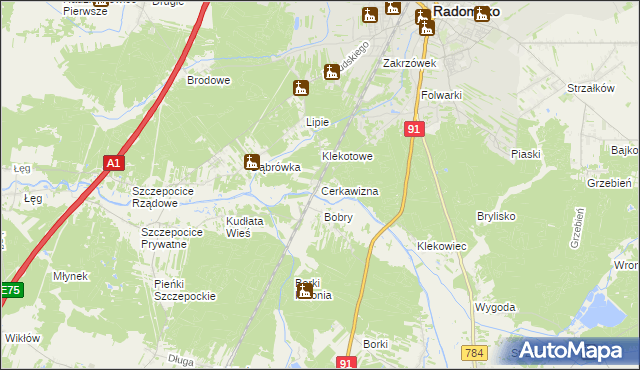 mapa Cerkawizna, Cerkawizna na mapie Targeo