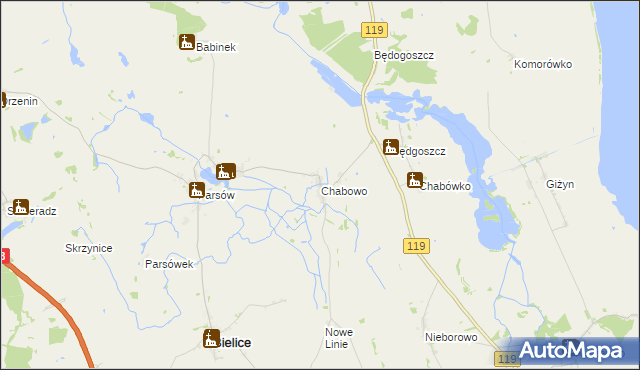 mapa Chabowo, Chabowo na mapie Targeo