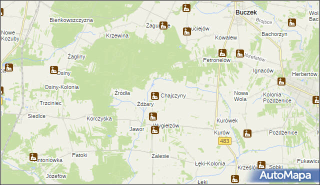 mapa Chajczyny, Chajczyny na mapie Targeo