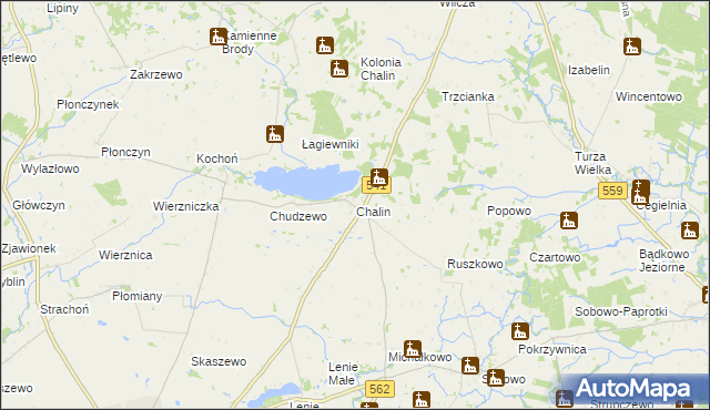 mapa Chalin gmina Dobrzyń nad Wisłą, Chalin gmina Dobrzyń nad Wisłą na mapie Targeo