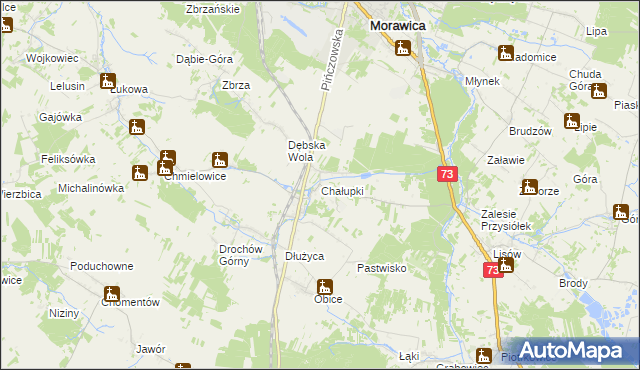 mapa Chałupki gmina Morawica, Chałupki gmina Morawica na mapie Targeo