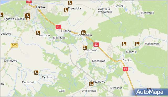 mapa Charnowo gmina Ustka, Charnowo gmina Ustka na mapie Targeo
