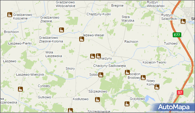 mapa Charzyny, Charzyny na mapie Targeo