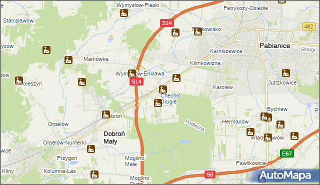 mapa Chechło Drugie, Chechło Drugie na mapie Targeo