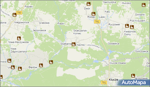 mapa Chechło gmina Klucze, Chechło gmina Klucze na mapie Targeo