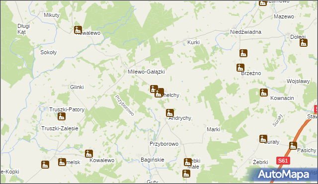 mapa Chełchy gmina Grabowo, Chełchy gmina Grabowo na mapie Targeo