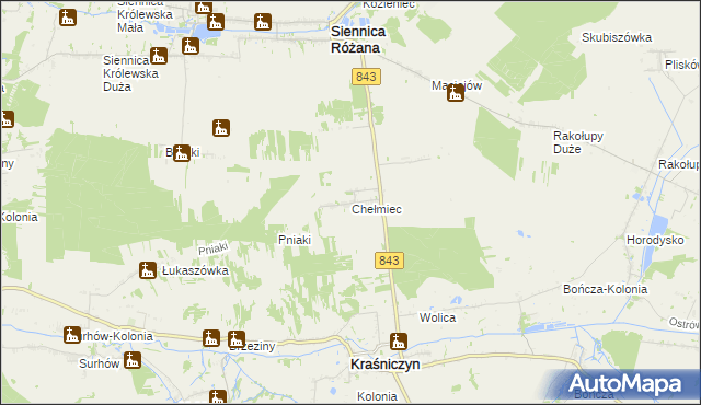 mapa Chełmiec gmina Kraśniczyn, Chełmiec gmina Kraśniczyn na mapie Targeo