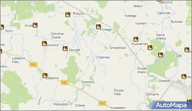 mapa Chełmiec gmina Sępopol, Chełmiec gmina Sępopol na mapie Targeo