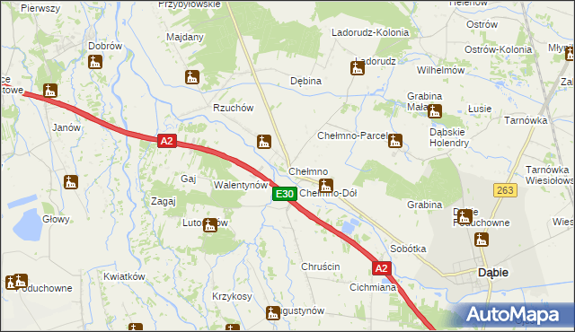 mapa Chełmno gmina Dąbie, Chełmno gmina Dąbie na mapie Targeo