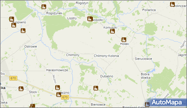 mapa Chilmony-Kolonia, Chilmony-Kolonia na mapie Targeo