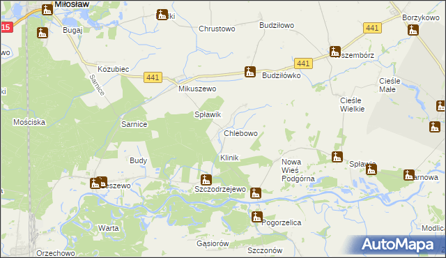 mapa Chlebowo gmina Miłosław, Chlebowo gmina Miłosław na mapie Targeo