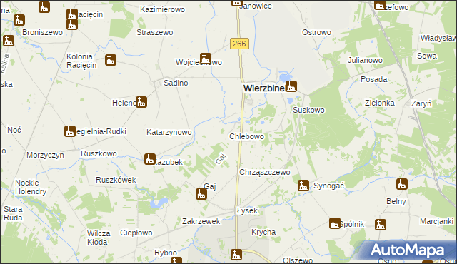 mapa Chlebowo gmina Wierzbinek, Chlebowo gmina Wierzbinek na mapie Targeo