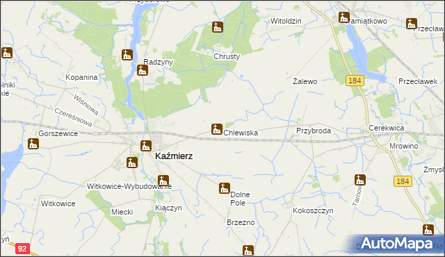 mapa Chlewiska gmina Kaźmierz, Chlewiska gmina Kaźmierz na mapie Targeo