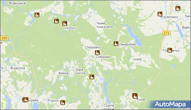 mapa Chłopowo gmina Barwice, Chłopowo gmina Barwice na mapie Targeo