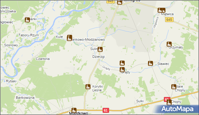 mapa Chmielewo gmina Nowogród, Chmielewo gmina Nowogród na mapie Targeo