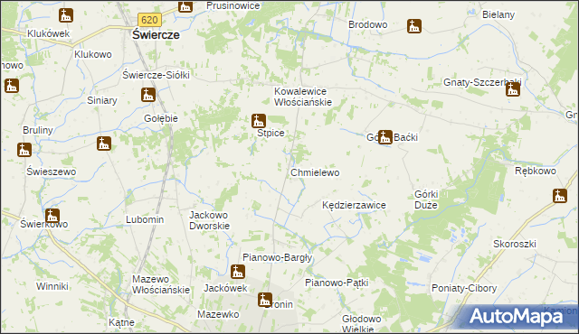 mapa Chmielewo gmina Świercze, Chmielewo gmina Świercze na mapie Targeo