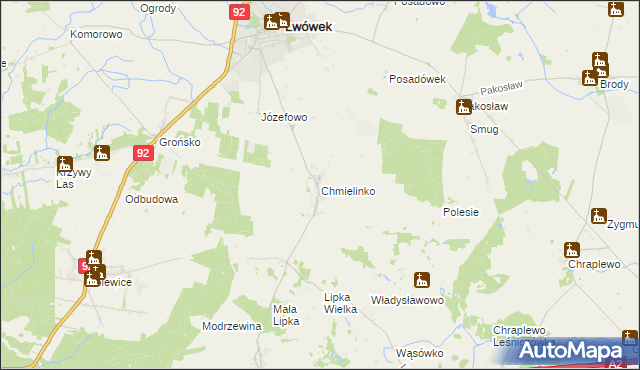mapa Chmielinko, Chmielinko na mapie Targeo